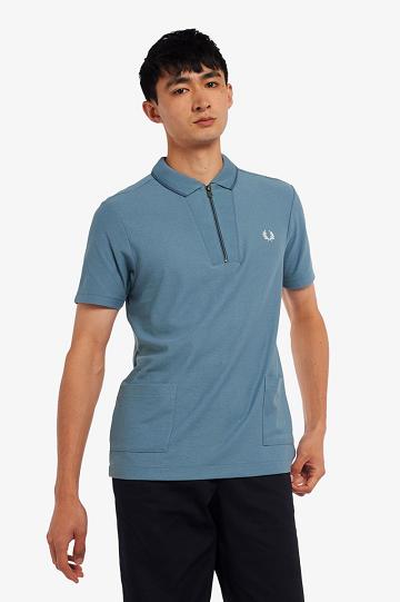 Fred Perry Rib Detail Neck Polo Miesten Paidat Harmaat Sininen | FI 1523QMAZ
